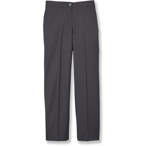 Girls' Flat Front Slacks with embroidered logo [NY631-15-99MU-CHARCOAL]
