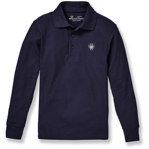 Long Sleeve Polo Shirt with embroidered logo [OK007-KNIT/COK-DK NAVY]