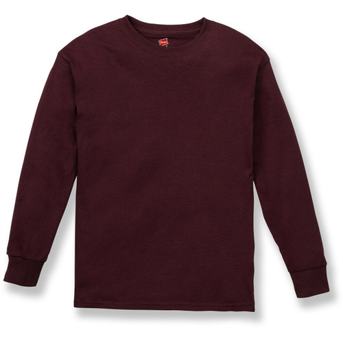 Long Sleeve T-Shirt with heat transferred logo [PA650-366-MAROON]