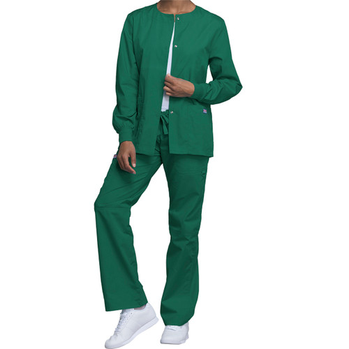 Snap Front Warm-Up Jacket with heat transferred logo [PA407-4350/DET-HUNTER]