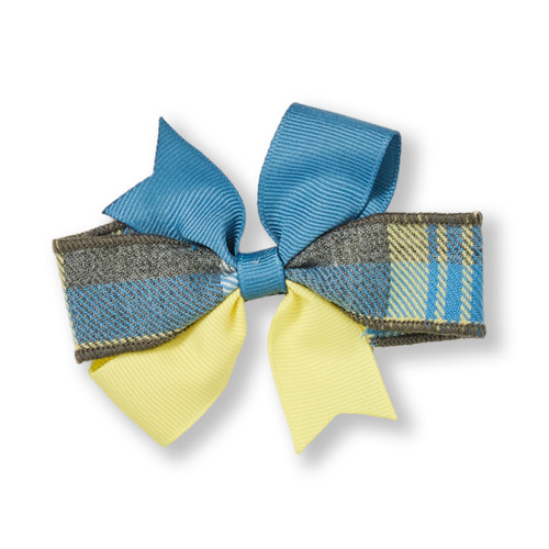 Plaid Mix Basic Bow [NY451-187-999-BL/GY PD]