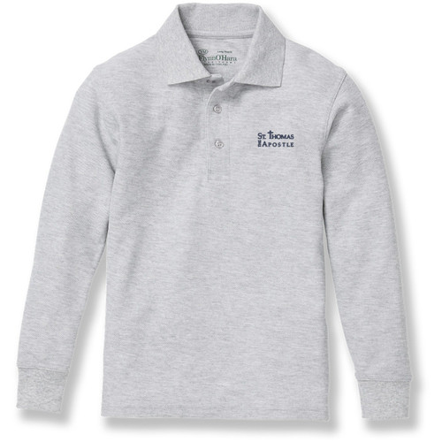Long Sleeve Polo Shirt with embroidered logo [NJ054-KNIT/TAO-ASH]