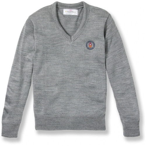 V-Neck Pullover Sweater with embroidered logo [PA080-6500/MVP-HE GREY]