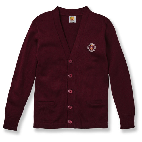 V-Neck Cardigan Sweater with embroidered logo [PA080-1001/CTP-WINE]