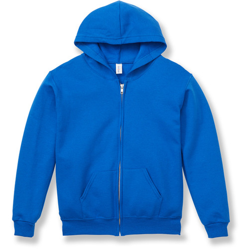 Full-Zip Hooded Sweatshirt with heat transferred logo [NJ245-993-ROYAL]