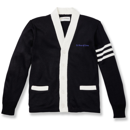 V-Neck Cardigan Sweater with embroidered logo [NJ245-6331/SRF-NVY W/WH]