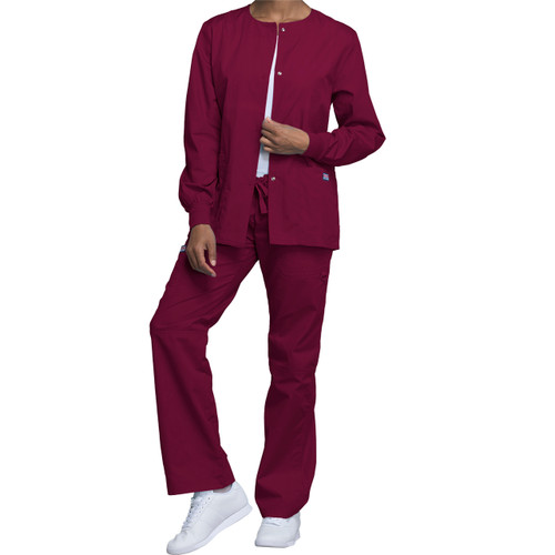 Snap Front Warm-Up Jacket with embroidered logo [MD142-4350-WINE]