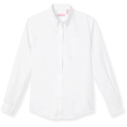 Long Sleeve Oxford Blouse with heat transferred logo [TX139-OXF-L/S-WHITE]