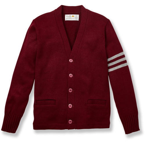V-Neck Varsity Cardigan Sweater with embroidered logo [NY319-3461/CHB-CARD./GY]