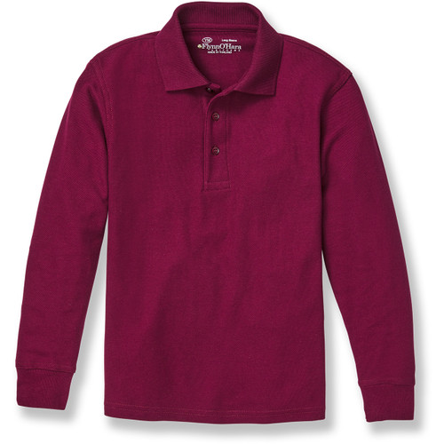 Long Sleeve Polo Shirt with embroidered logo [NJ754-KNIT/ANJ-CARDINAL]