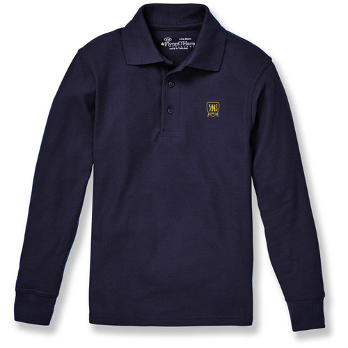 Long Sleeve Polo Shirt with embroidered logo [NC013-KNIT/MIC-DK NAVY]