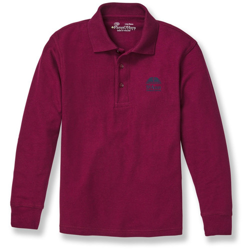 Long Sleeve Polo Shirt with embroidered logo [NC397-KNIT/SAC-CARDINAL]