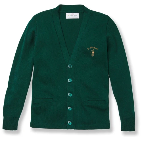 V-Neck Cardigan Sweater with embroidered logo [NJ581-1001/SMU-GREEN]