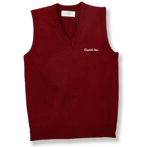 V-Neck Sweater Vest with embroidered logo [MD061-6600/ESB-CARDINAL]