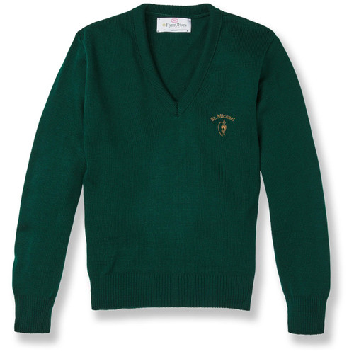 V-Neck Pullover Sweater with embroidered logo [NJ581-6500/SMU-GREEN]