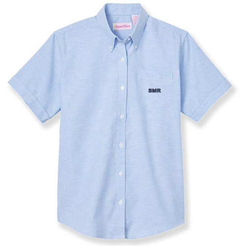 Short Sleeve Oxford Blouse with embroidered logo [MD250-OX/S MR-BLUE]