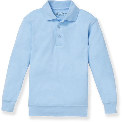 Long Sleeve Banded Bottom Polo Shirt with heat transferred logo [PA676-9617-BLUE]
