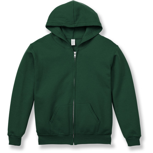 Full-Zip Hooded Sweatshirt with heat transferred logo [PA079-993-HUNTER]
