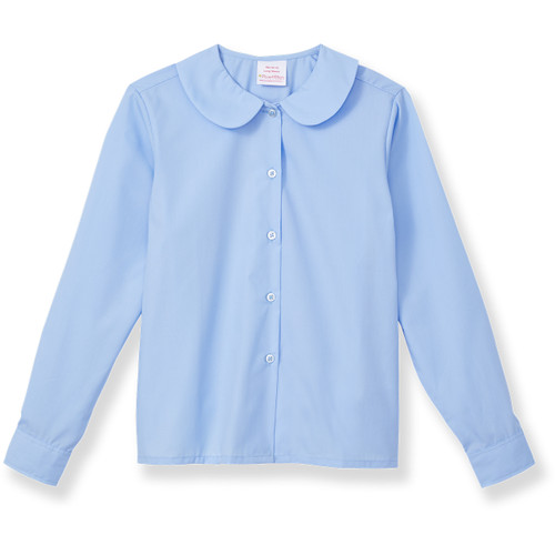Long Sleeve Peterpan Collar Blouse with heat transferred logo [GA020-351-BLUE]