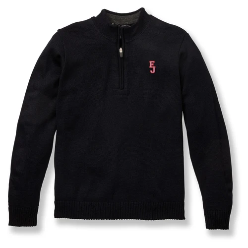 1/4 Zip Pullover Sweater with embroidered logo [PA516-6552/FJ-NV W/CHA]