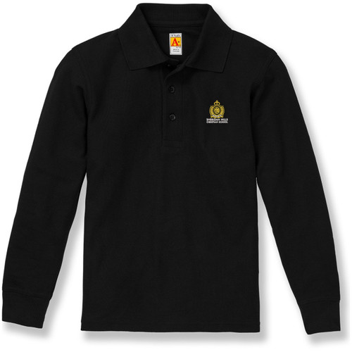 Long Sleeve Polo Shirt with embroidered logo [FL059-KNIT/SCF-BLACK]