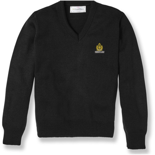 V-Neck Pullover Sweater with embroidered logo [FL059-6500/SCF-BLACK]