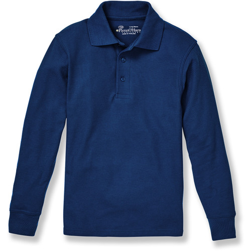 Long Sleeve Polo Shirt with heat transferred logo [NY766-KNIT/SNE-NAVY]