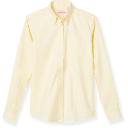 Long Sleeve Oxford Blouse with embroidered logo [GA038-OXF-L/S-YELLOW]