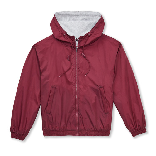 Nylon Shell Jacket with Hood with embroidered logo [GA038-3277-MAROON]