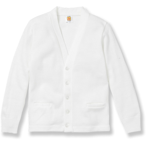 V-Neck Cardigan Sweater with embroidered logo [NY245-1001-WHITE]