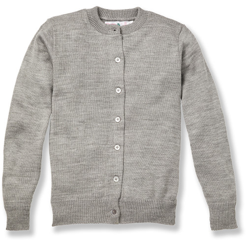 Crewneck Cardigan with embroidered logo [PA117-6000-HE GREY]