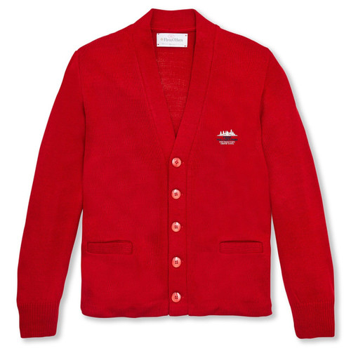 V-Neck Cardigan Sweater with embroidered logo [PA685-1001/FPC-LIPSTICK]