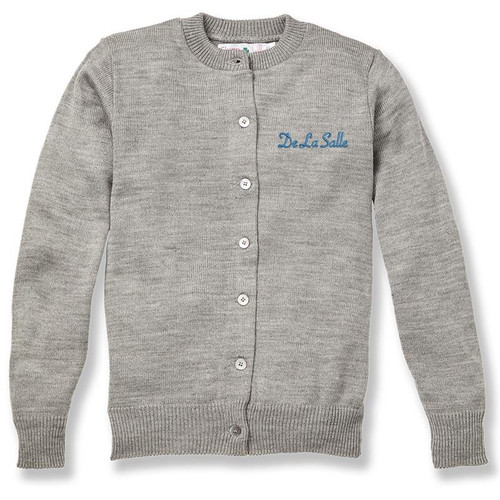Crewneck Cardigan with embroidered logo [RI001-6000/LDS-HE GREY]