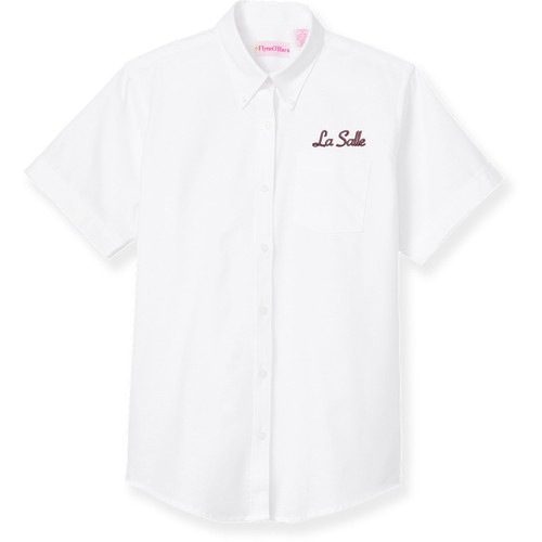 Short Sleeve Oxford Blouse with embroidered logo [RI001-OX/S LDS-WHITE]
