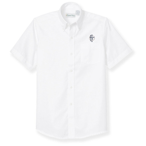Short Sleeve Oxford Shirt with embroidered logo [TX017-OX-S HFA-WHITE]