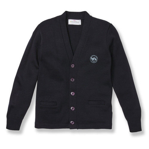 V-Neck Cardigan Sweater with embroidered logo [NY671-1001/JHG-NAVY]