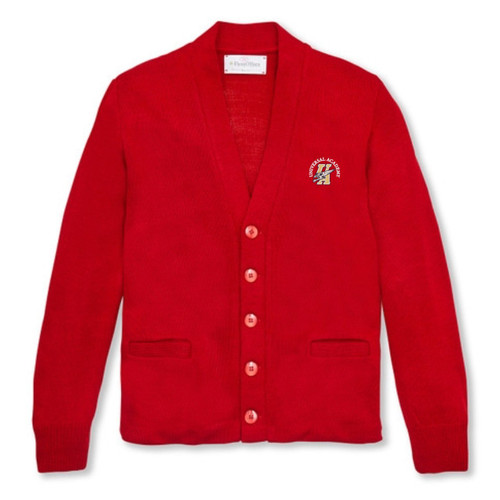 V-Neck Cardigan Sweater with embroidered logo [TX023-1001/UAT-LIPSTICK]