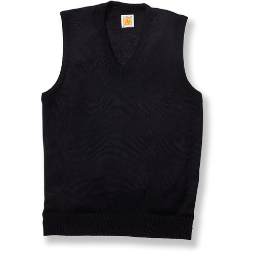 Fine Gauge V-Neck Sweater Vest with heat transferred logo [FL064-6433/PLA-NAVY]