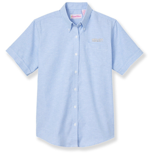 Short Sleeve Oxford Blouse with embroidered logo [NJ184-OX/S NSA-BLUE]