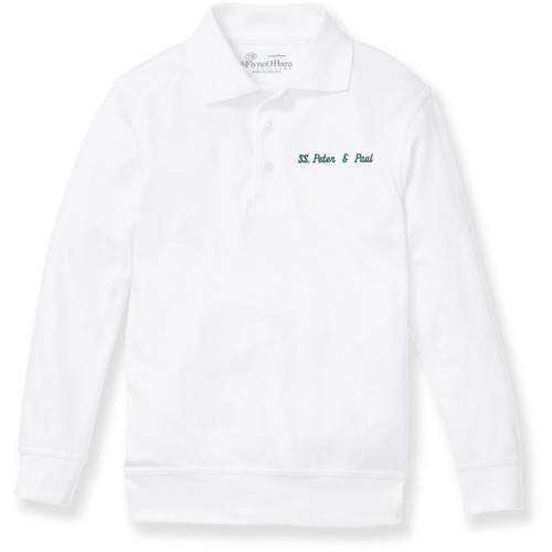 Long Sleeve Banded Bottom Polo Shirt with embroidered logo [PA493-9617/PWC-WHITE]