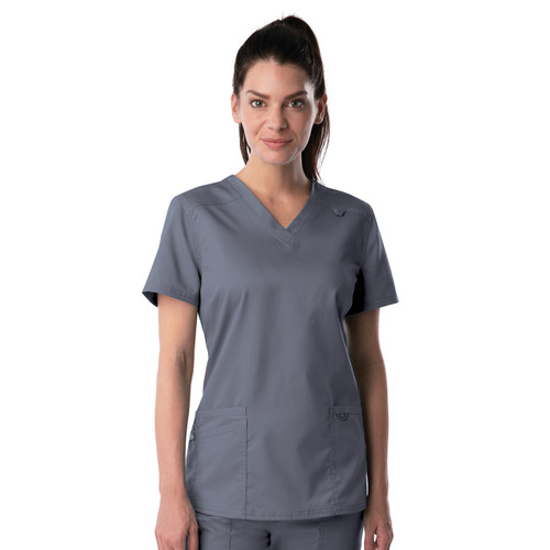 Women's Proflex V-Neck Top with embroidered logo [MD056-4160-STEEL]