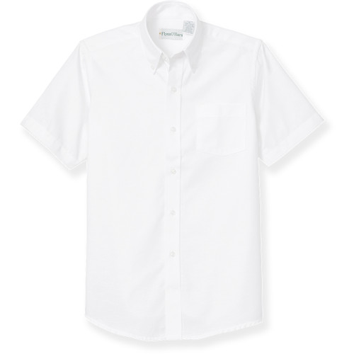 Short Sleeve Oxford Shirt with embroidered logo [NJ086-OX-S BE-WHITE]