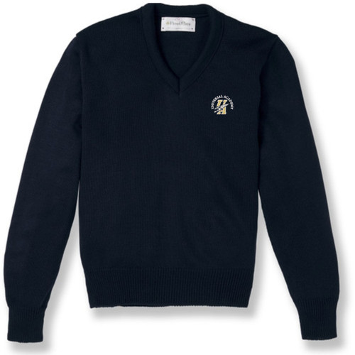 V-Neck Pullover Sweater with embroidered logo [TX023-6500/UAT-NAVY]