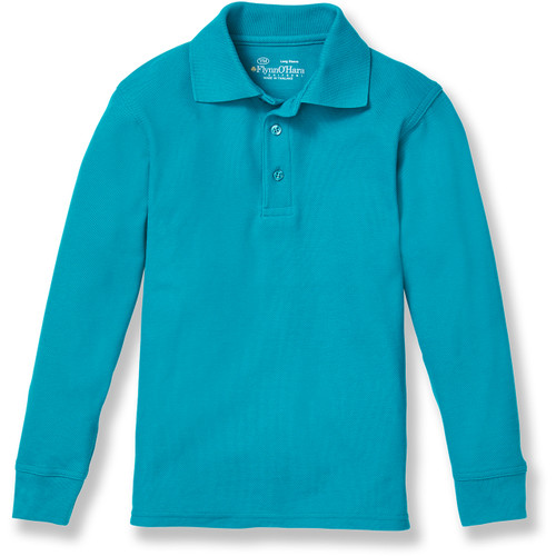 Long Sleeve Polo Shirt with heat transferred logo [NY091-KNIT/M24-JADE]