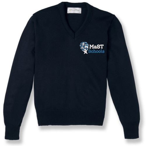 V-Neck Pullover Sweater with embroidered logo [PA204-6500/MCO-NAVY]