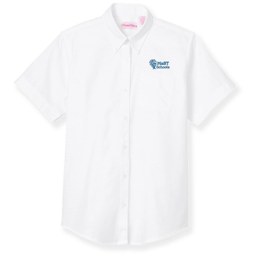 Short Sleeve Oxford Blouse with embroidered logo [PA811-OX/S MCP-WHITE]