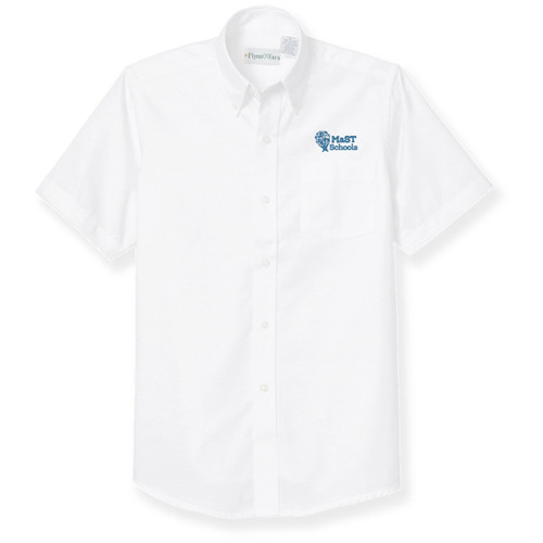 Short Sleeve Oxford Shirt with embroidered logo [PA811-OX-S MCP-WHITE]