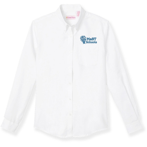 Long Sleeve Oxford Blouse with embroidered logo [PA811-OX/L MCP-WHITE]