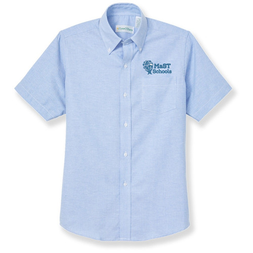 Short Sleeve Oxford Shirt with embroidered logo [PA204-OX-S MCP-BLUE]
