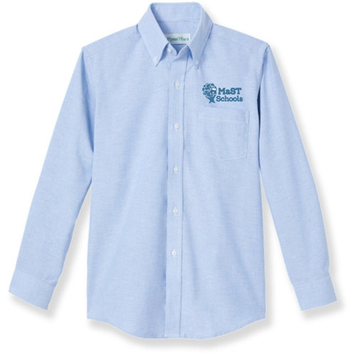 Long Sleeve Oxford Blouse with embroidered logo [PA811-OX/L MCP-BLUE]